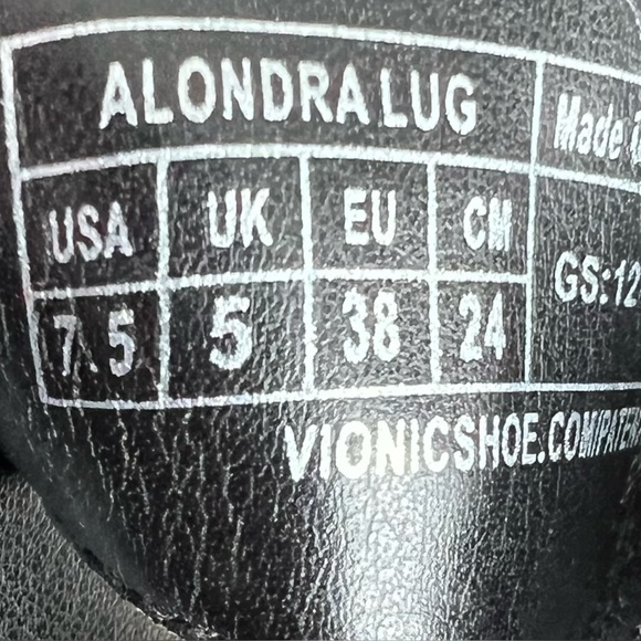 Vionic Black Leather Alondra Platform Lug Sandal Size 7.5 - Picture 5 of 12